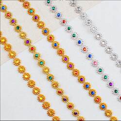 Electroplated Plastic Folding Tower Decoration, Colorful Plum Blossom Bead Chain, Lace, Handmade Materials, Headwear, Handkerchief, Clothing Accessories