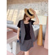 Vogana Cannes Large -size original V -neck suit vest skirt set Summer loose and thin A -line two -piece
