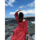 vogana Cannes home large size original French temperament Simake tight waist slimming neck A-line dress