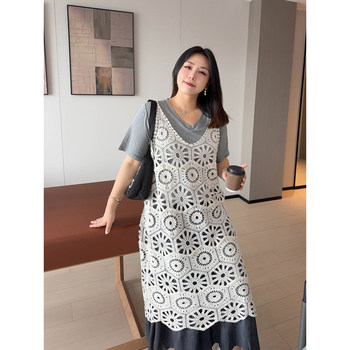 VOGANA Cannes home large size women's clothing holiday French hollowed-out summer gentle skin-friendly breathable loose vest skirt