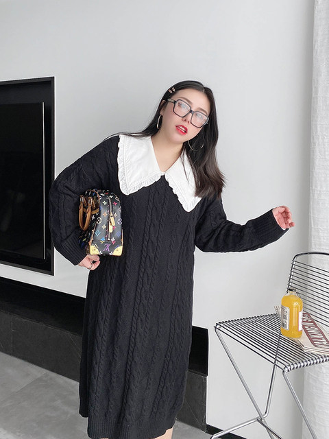 [70% discount Big Sale] Cannes Plus size Plus size women's sweater dress Loose Cable Stitch knitted skirt women's long skirt