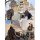 Vogana Cannes Large size original retro Fund pattern texture warm lamb hair loose jacket vest
