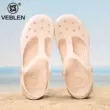 Veblen Croc Giày Nữ Màu Trơn Bao Đầu Giày Đi Biển Mùa Hè Chống Trơn Trượt Đế Dày Jelly Dép Dép Ngoài Trời Y Tá Xăng Đan 