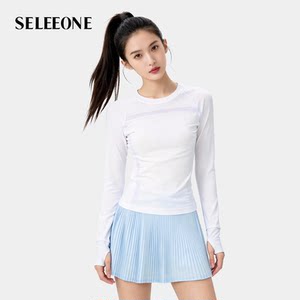 
seleeone professional training long-sleeved round neck yoga clothing slimming outdoor running sports fitness clothing tops