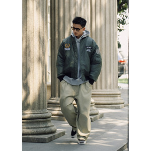 
Batterup's new thickened warm cotton clothing heavy industry embroidered baseball short MA1 flight jacket jacket men's winter