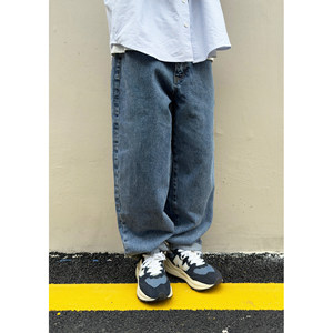 
Batterup spring and autumn new trendy brand loose casual trousers versatile washed textured tapered jeans for men