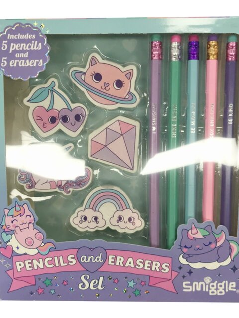 Australian SMIGGLE Season cute and fun pencil model rubber rolling pen knife set birthday gift box
