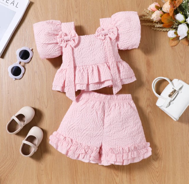 Girls short-sleeved suit 2024 foreign trade summer children's clothes ...