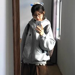 American Retro High-Neck Cardigan Air Layer Hooded Sweatshirt for Women 2025 Autumn and Winter New Niche Couple Zipper Jacket