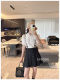 Spring and summer Korean new model of strap A-type pleated skirt skirt short skirt women's mini skirt A-line skirt slim black