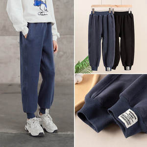 
Children's pants autumn and winter plus velvet warm leggings for boys and girls thickened sweatpants casual simple sports pants trousers