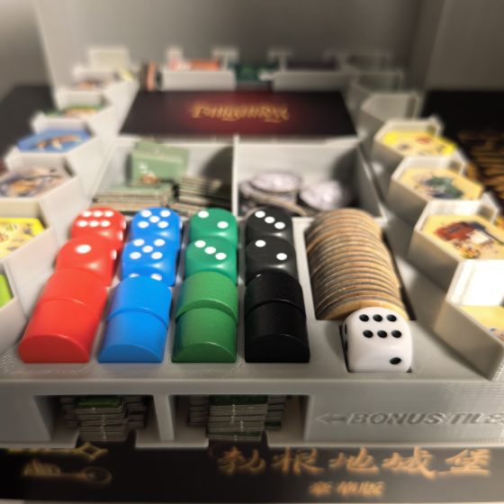 
Burgundy Castle Deluxe Edition Storage Box Hexagonal Plate Indicator Limiter Card Slot 3D Print Custom Burgun