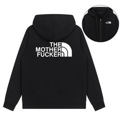 The Mother Fxxker Funny Print Logo Zip-Up Hoodie Trendy Brand Merchandise Autumn and Winter Fleece-Lined Jacket