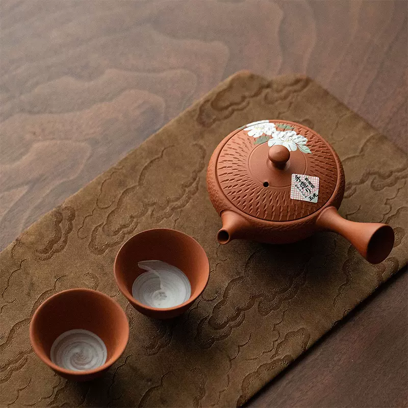 日本原裝進口常滑燒玉光朱泥側把急須壺茶具一人用高檔紫砂泡茶壺-Taobao