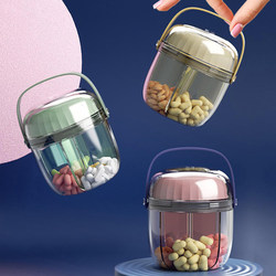Portable Pill Box for 7 Days, Pill Organizer for One Week, Three Meals a Day, Large Capacity Mini Pill Dispenser, Sealed