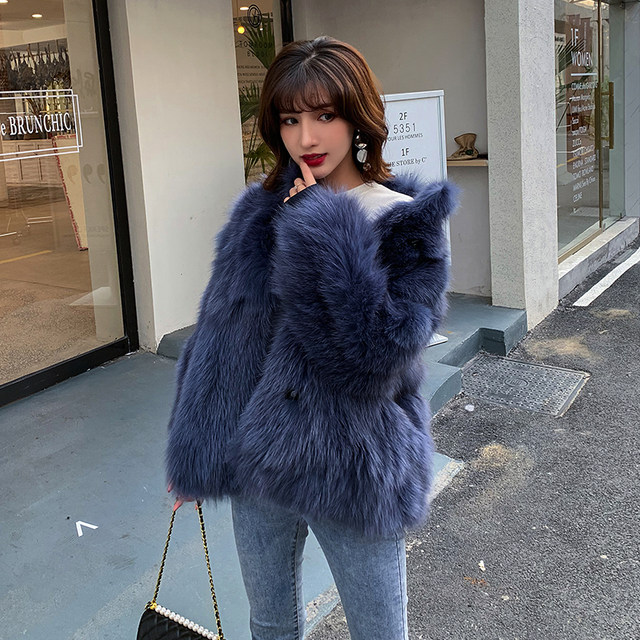 2022 winter new Haining fox fur coat women's short stand-up collar ...