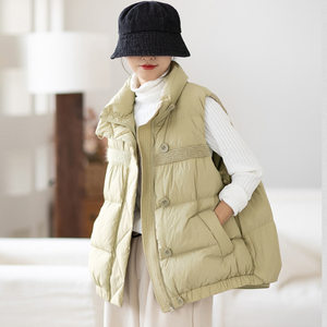 
Down vest women's Korean version short down vest white duck down sleeveless down jacket outside horse clip jacket top