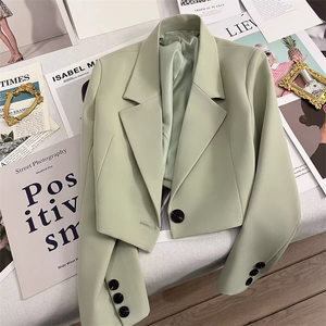 Short suit jacket for ladies small 2023 spring and autumn emerald green season new style student versatile little suit trendy women