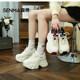 Semir white dad shoes women's 2025 new versatile thick sole elevated summer breathable white shoes sports casual shoes
