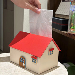 Small House Tissue Box for Living Room, High Aesthetic Value, Creative, Cute Cartoon Tissue Storage Ornament, Household Napkin Box