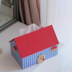 Small House Lattice Creative Tissue Box Coffee Table Face Towel Storage Box Light Luxury Living Room Tissue Box High-End Feel ins