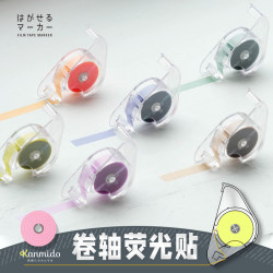 Japanese Kanmido Peel-Off Handwritten Fluorescent Highlighter Sticky Notes Marker Tape-Type Marker for Students' Textbooks, Highlighting Key Points, Colorful Transparent Label Stickers, Memo Stickers