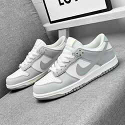 Aj Men's Shoes Dunk White and Gray Low-Top Sneakers Genuine Aj1 Low Autumn and Winter Breathable Casual Sports Couple Style Women's Shoes