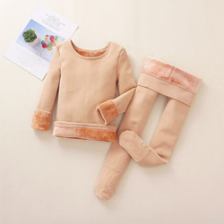 Children's Flesh-Colored Fleece-Lined Thick Warm Base Layer Top for Girls, Skin-Colored Dance Base Shirt, Performance Outfit, Tight-Fitting and Invisible