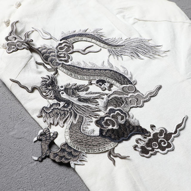 Chinese wind dragon embroidery stickers large Tengyun driving foggy ...