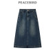 Peacebird Women's Spring 2024 New rear slit denim skirt A3GFE1103