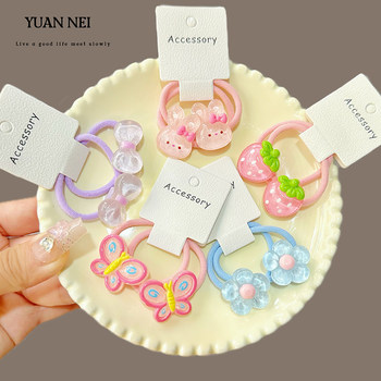 
Children's Butterfly Hair Band Cute Strawberry Hair Rope Card Holder Bow Girl Rubber Band 2025 New Princess Hair Accessories