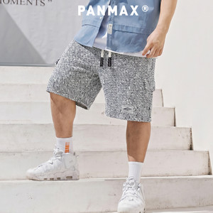 
PANMAX plus size men's trendy brand summer American cool textured loose breathable soft sports shorts three-quarter pants