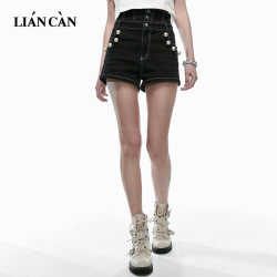 Liancan 2025 new summer black denim shorts for women, casual hot girl style, slim and versatile 71EO241003
