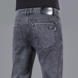 
Washed casual jeans men's slim fit straight leg stretch men's wear-resistant and dirt-resistant work pants