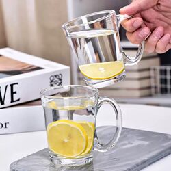 Transparent Glass Cup with Handle, High Aesthetic Value, Milk Cup, Drinking Cup, Women's Household Toothbrush Cup, Living Room Tea Cup, ins Style