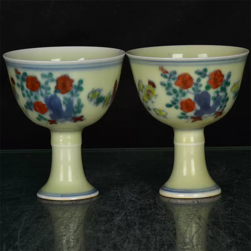 中国美術斗彩杯大明成化年製款旧家蔵出 A654