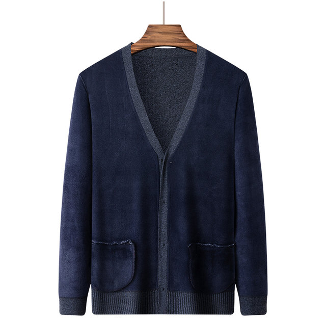 Autumn and winter clothing for middle-aged and elderly men, velvet ...