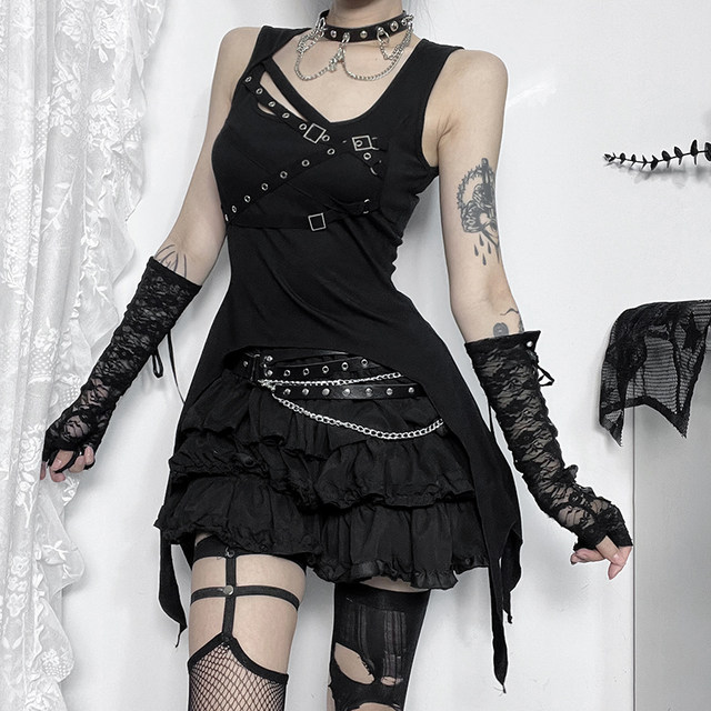 Wannathis Halloween Gothic Punk Rock Songs Subculture Dressing Abi Black Hot Girl Top