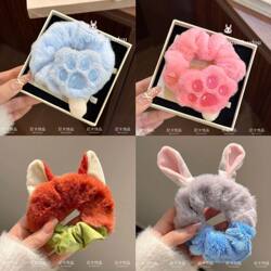 Crazy Animal Nick Ears Plush Hair Tie, Autumn and Winter Elastic Band, Cute Hair Rope, Cartoon Scrunchie Hair Accessory