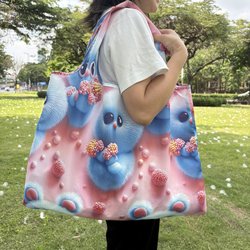 Large-Capacity Foldable Portable 3D Waterproof Grocery Tote Bag Supermarket Shopping Bag Eco-Friendly Bag