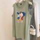 oversize large-size cotton sleeveless T-shirt for women in summer mid-length loose casual vest fat mm belly cover top
