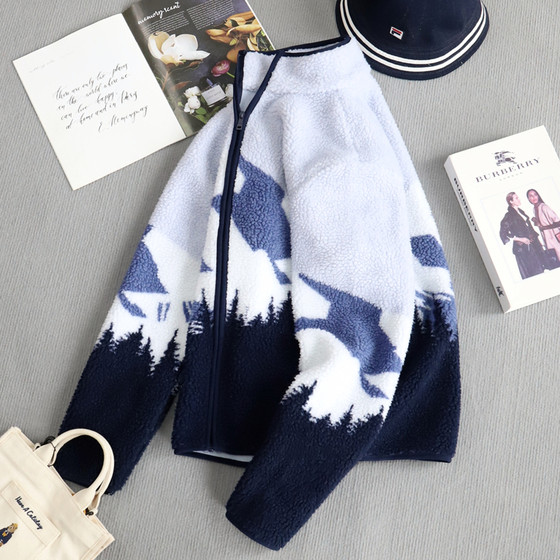 New autumn and winter original single adult men and women couple outfits warm lamb velvet stand collar thickened velvet cotton coat Xin