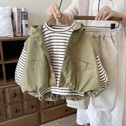 Baby Clothes Autumn Boys Casual Loose Vest Versatile Long-Sleeved Sweatpants Baby Boy Korean Style Three-Piece Set