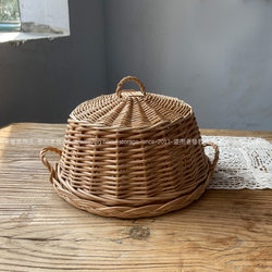 Rattan and Wicker Dust Cover, Hand-Woven for Dining Room and Kitchen Tabletops, Household Food Cover, Storage Dust Cover