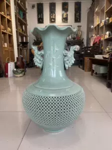 青瓷双耳花瓶、 景德镇手绘青花双耳仿古陶瓷花瓶- 宝蕴陶瓷网