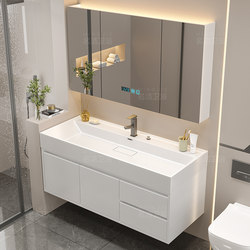 2025 New Model Nano Rock Integrated Basin Bathroom Cabinet Set Cream Style Bathroom Vanity Sink Washbasin