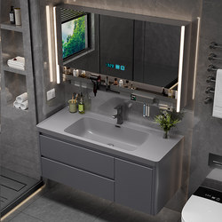 Modern Minimalist Microcrystalline Stone Integrated Basin Smart Beauty Storage Mirror Cabinet Bathroom Washbasin Cabinet Bathroom Cabinet Set