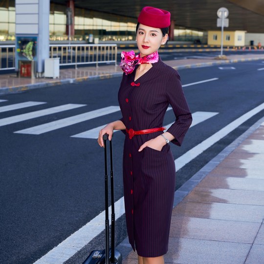 中国東方航空のスチュワーデスの制服 - 夏用の高級ドレス、客室乗務員の面接、職業服