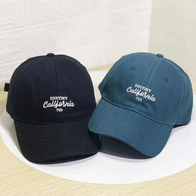 韩国春夏新款显白蓝绿色百搭简约英文刺绣可调节棒球