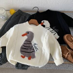 
Children's pullover sweater for men 2025 autumn and winter new style children's cartoon sweater soft baby sweater for women fashionable